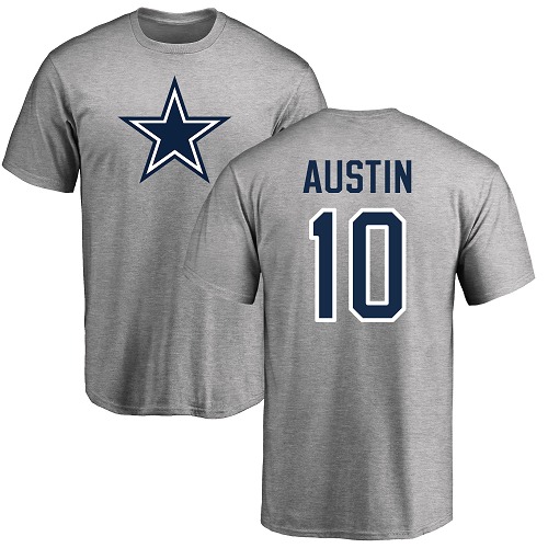 Men Dallas Cowboys Ash Tavon Austin Name and Number Logo #10 Nike NFL T Shirt->dallas cowboys->NFL Jersey